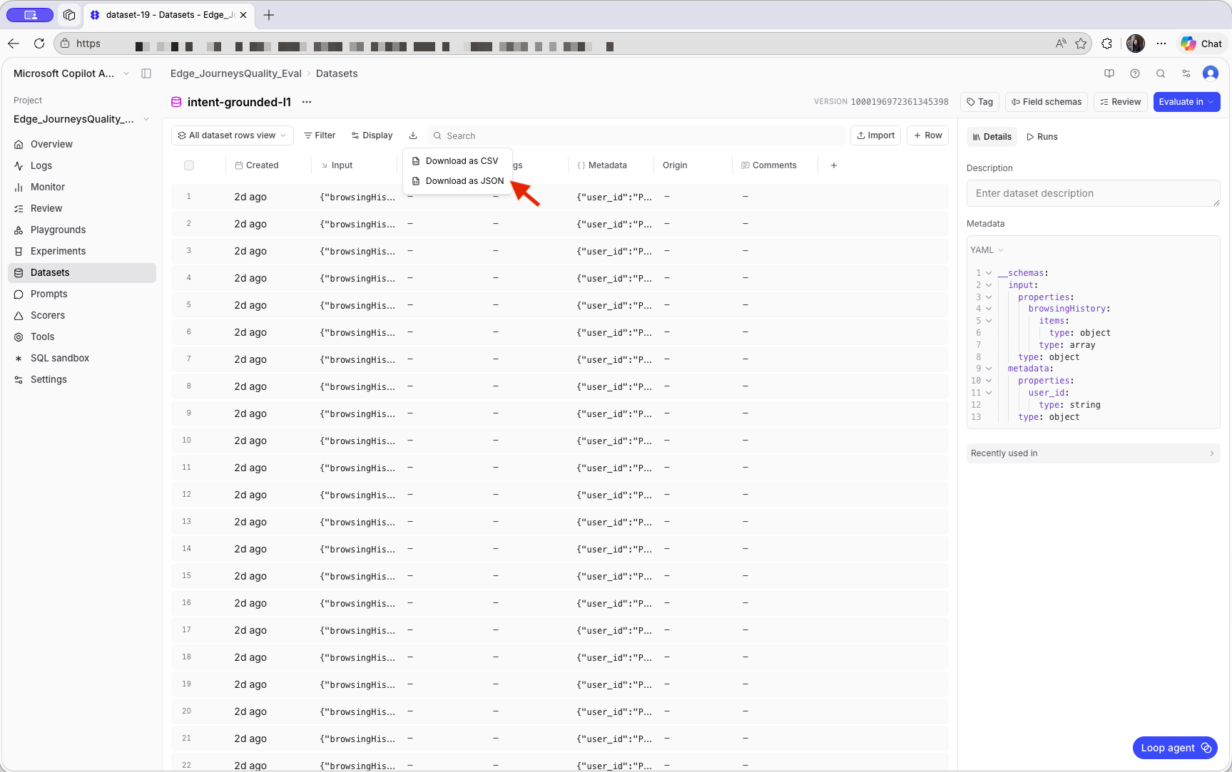 Eval Result Reviewer — quality scores, journey cards, browsing history